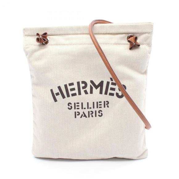 Hermes Hermès Aline MM Shoulder Bag, Canvas Toile Chevron / Vau Barenia Chevr... - Picture 1 of 7
